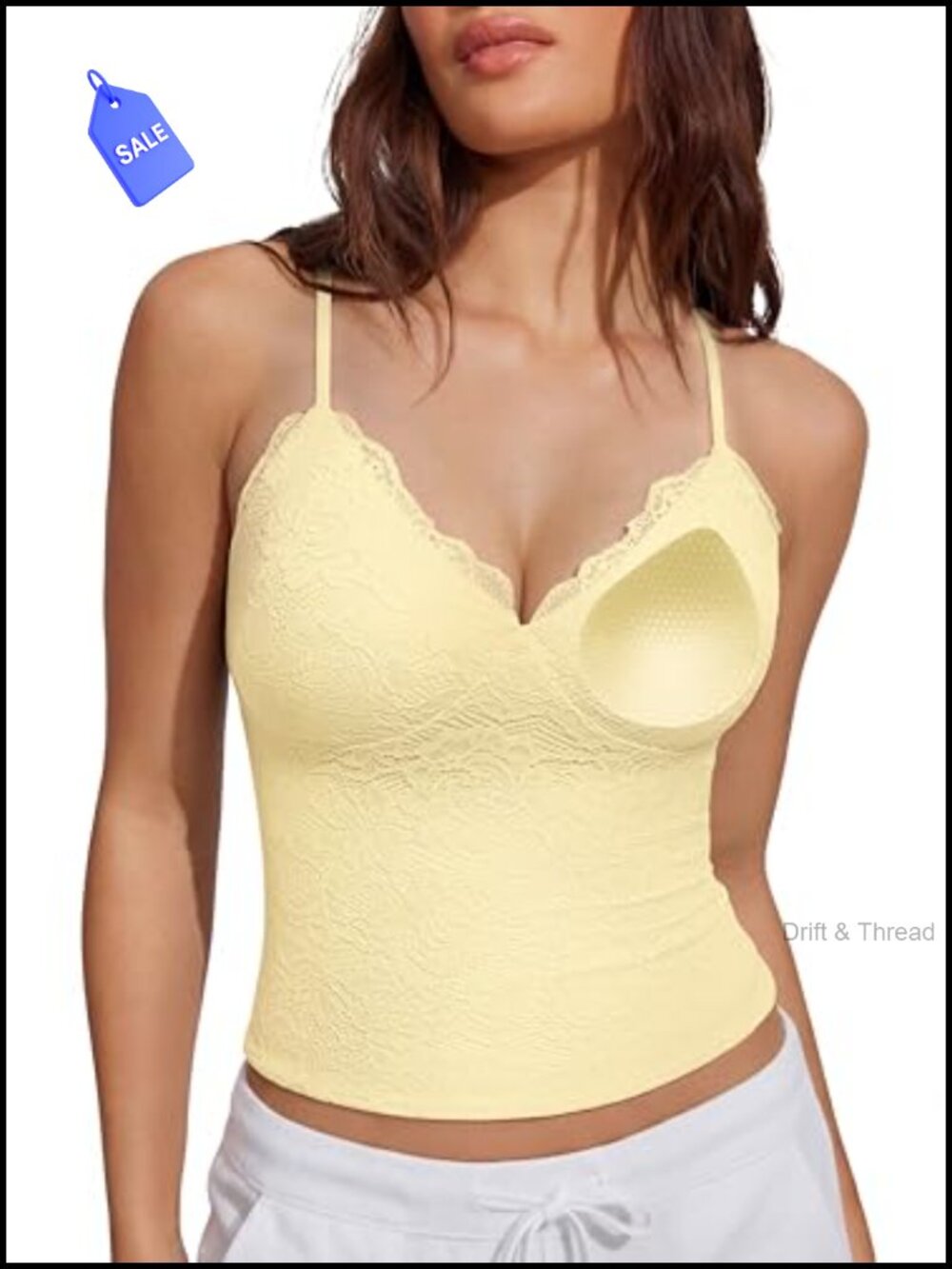 Women's Lace Padded Tank Top Double Lined V Neck Y2K Going Out Top